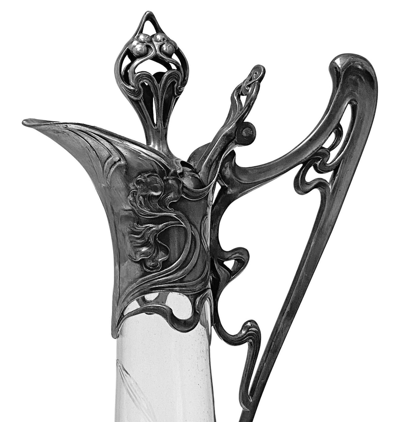 WMF Jugendstil Art Nouveau Claret Jug C. 1905 In Good Condition In Toronto, Ontario