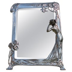 WMF Jugendstil, Art Nouveau Table Mirror, 'The First Cuckoo', EP, c. 1906