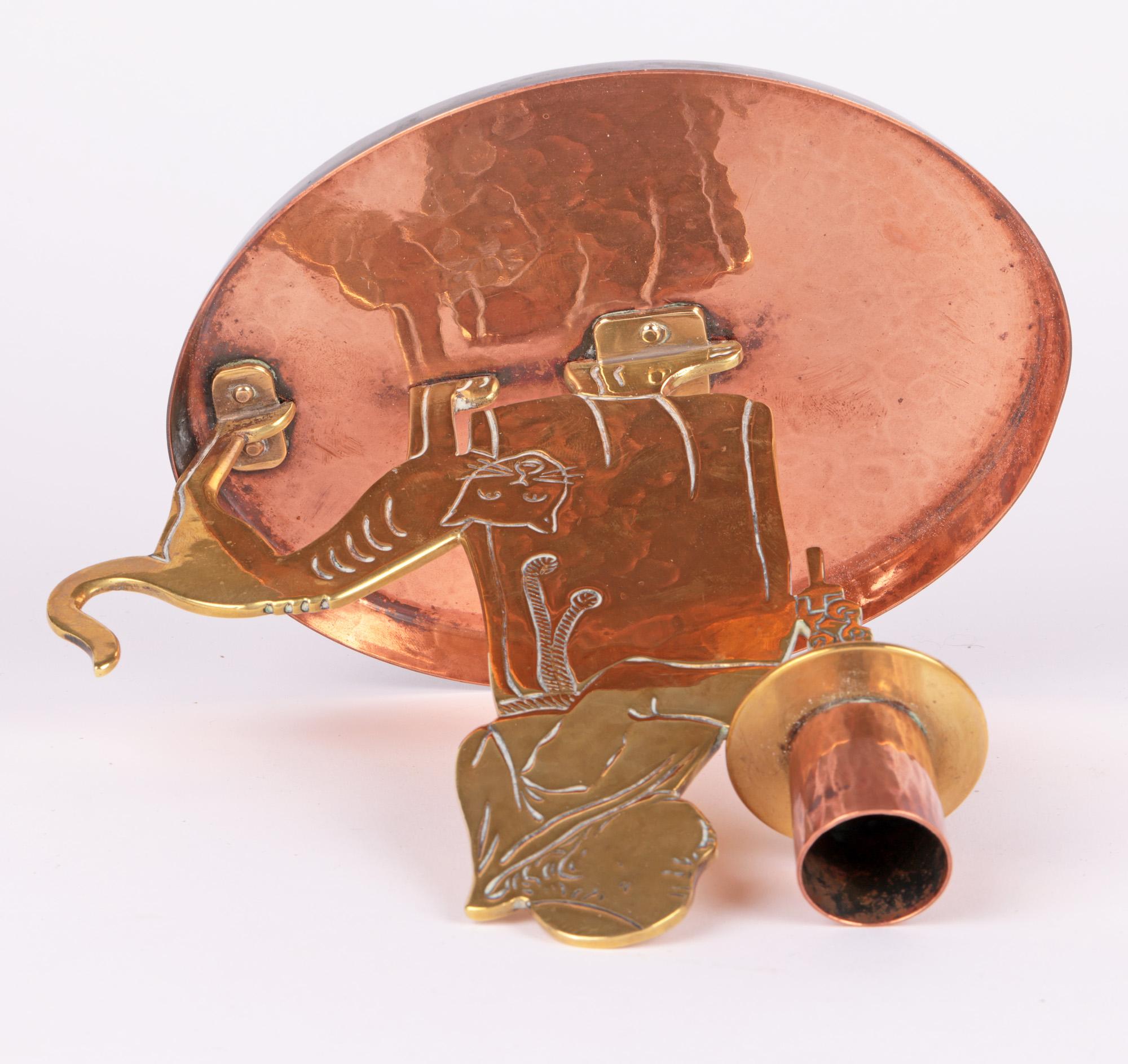 Early 20th Century WMF Jugendstil Copper & Brass Friar and Cat Chamberstick, C.1905 For Sale