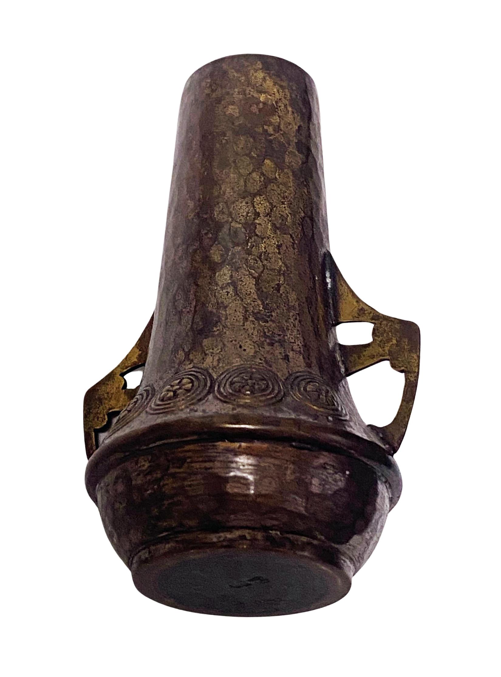 20th Century WMF Jugendstil small hammered patinated bronze Vase C.1910