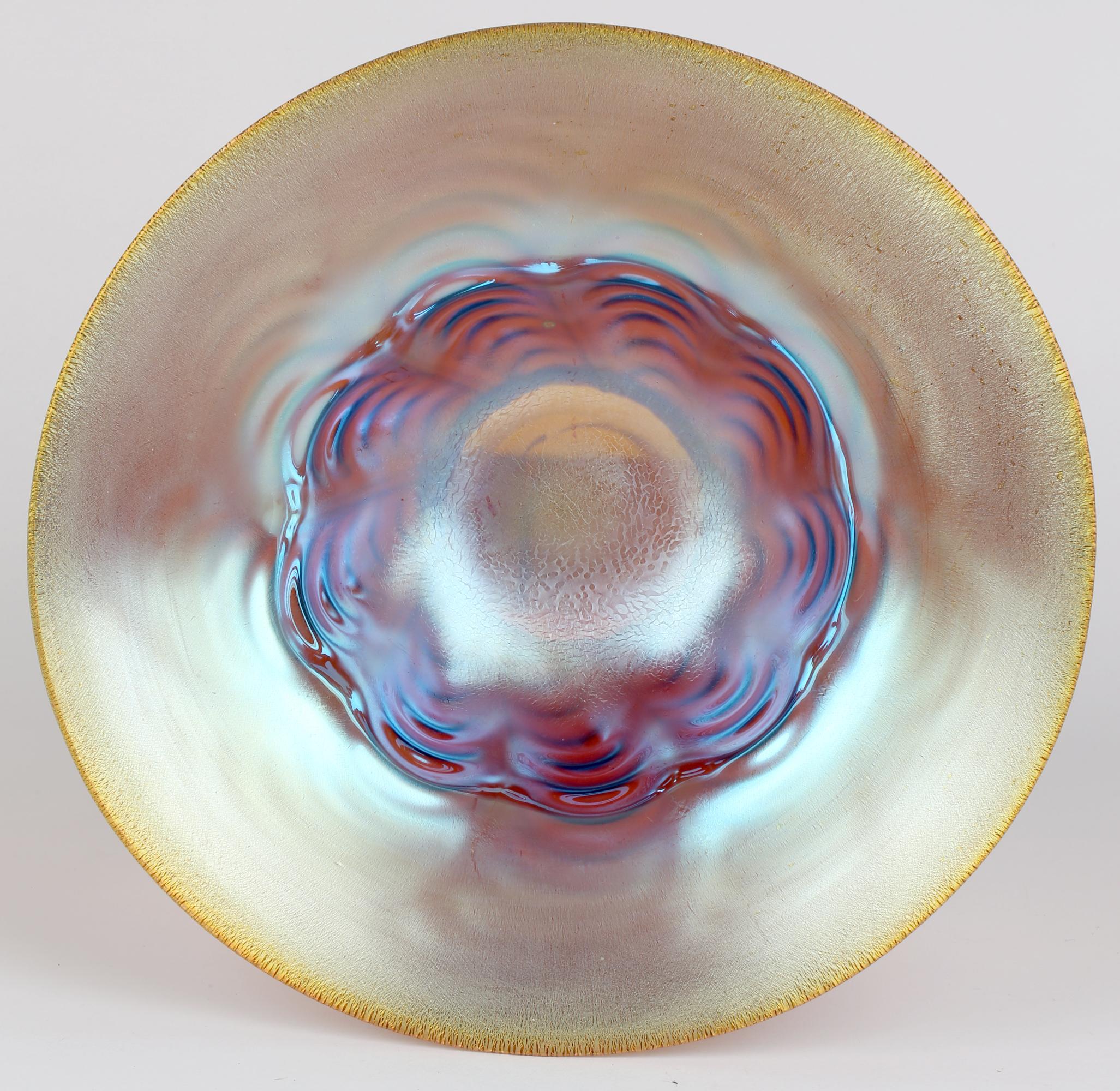 WMF Karl Wiedmann Art Deco Myra Kristal Iridescent Amber Art Glass Bowl 4