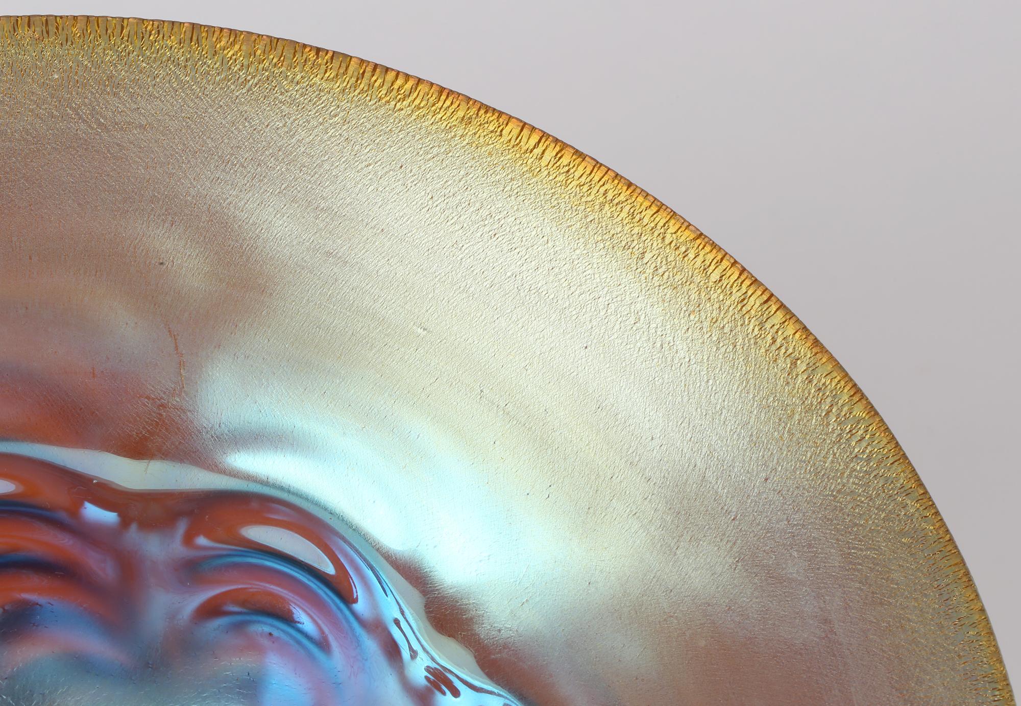 WMF Karl Wiedmann Art Deco Myra Kristal Iridescent Amber Art Glass Bowl 5