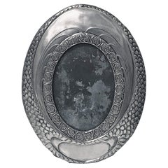 Antique WMF Large Pewter Oval Photograph Frame C.1910