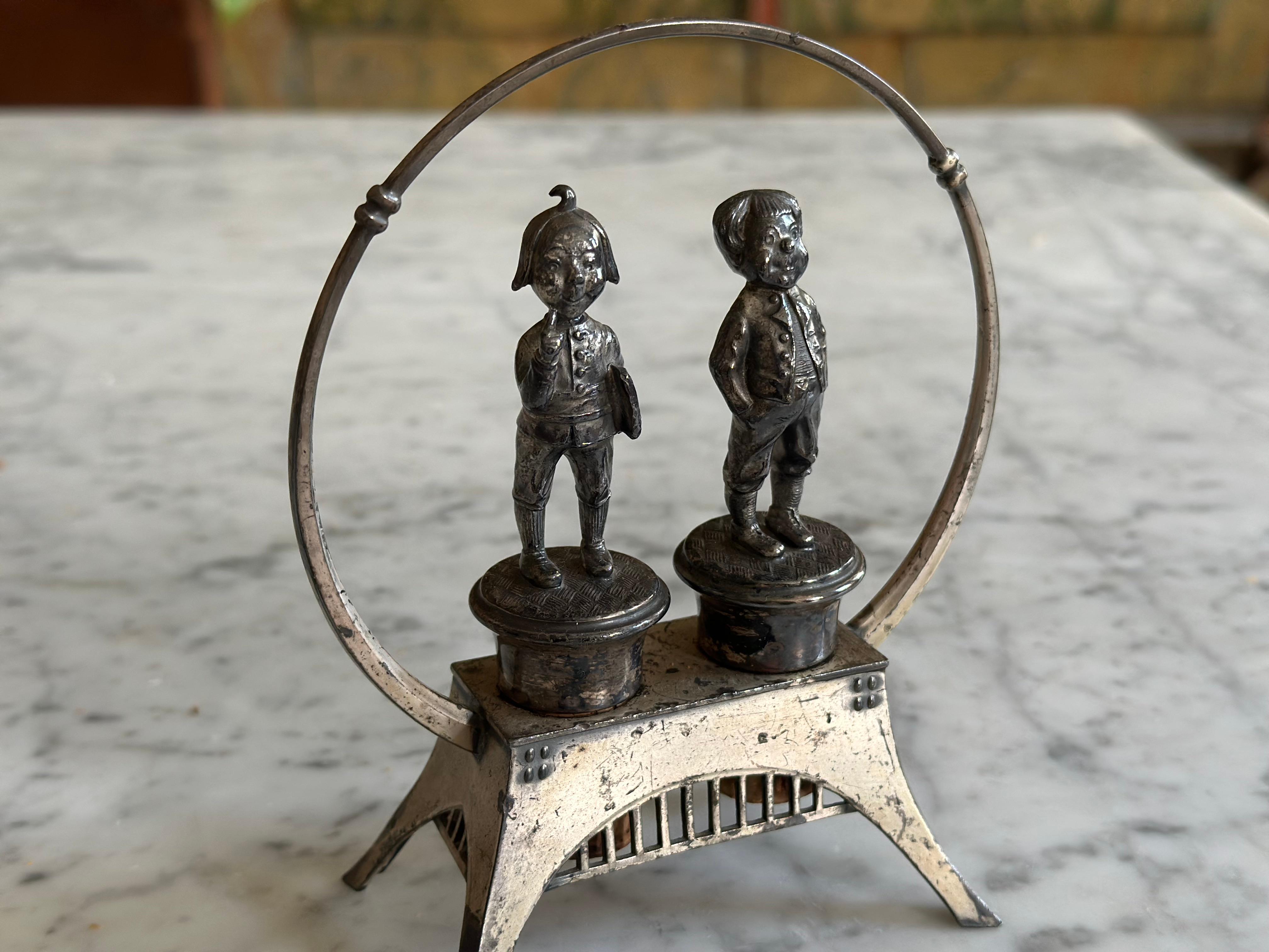 WMF “Max and Moritz” Silver-Plated Cork Holder, circa 1900 In Fair Condition For Sale In Hamburg, DE