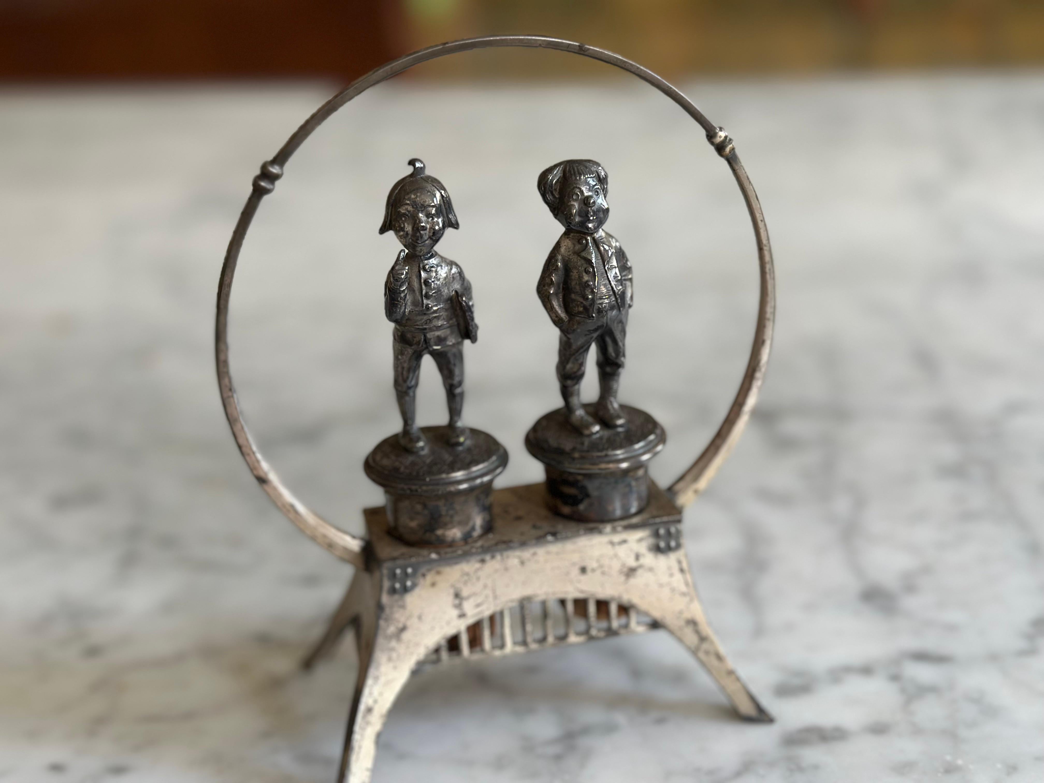 Early 20th Century WMF “Max and Moritz” Silver-Plated Cork Holder, circa 1900 For Sale