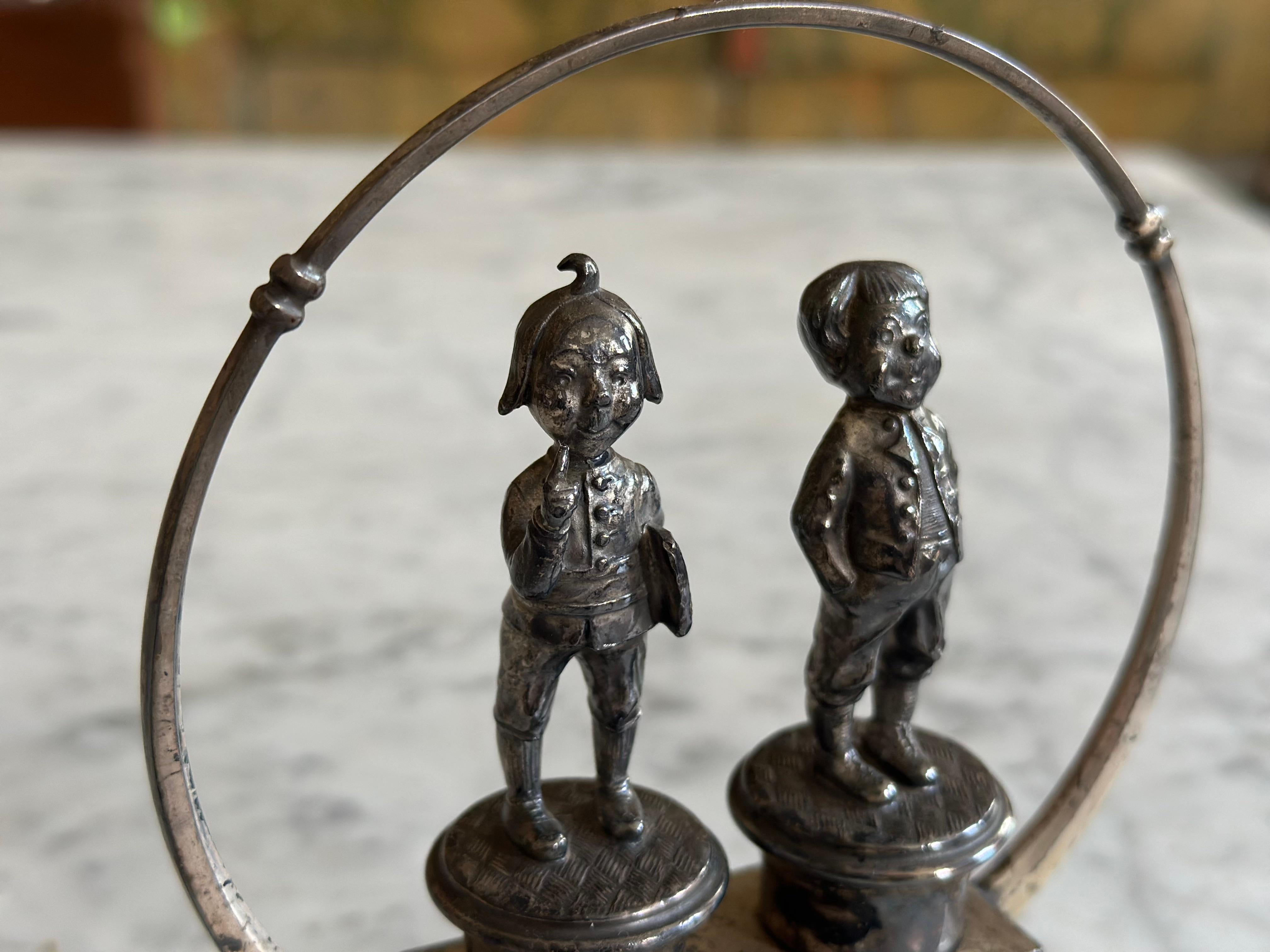 Silver Plate WMF “Max and Moritz” Silver-Plated Cork Holder, circa 1900 For Sale