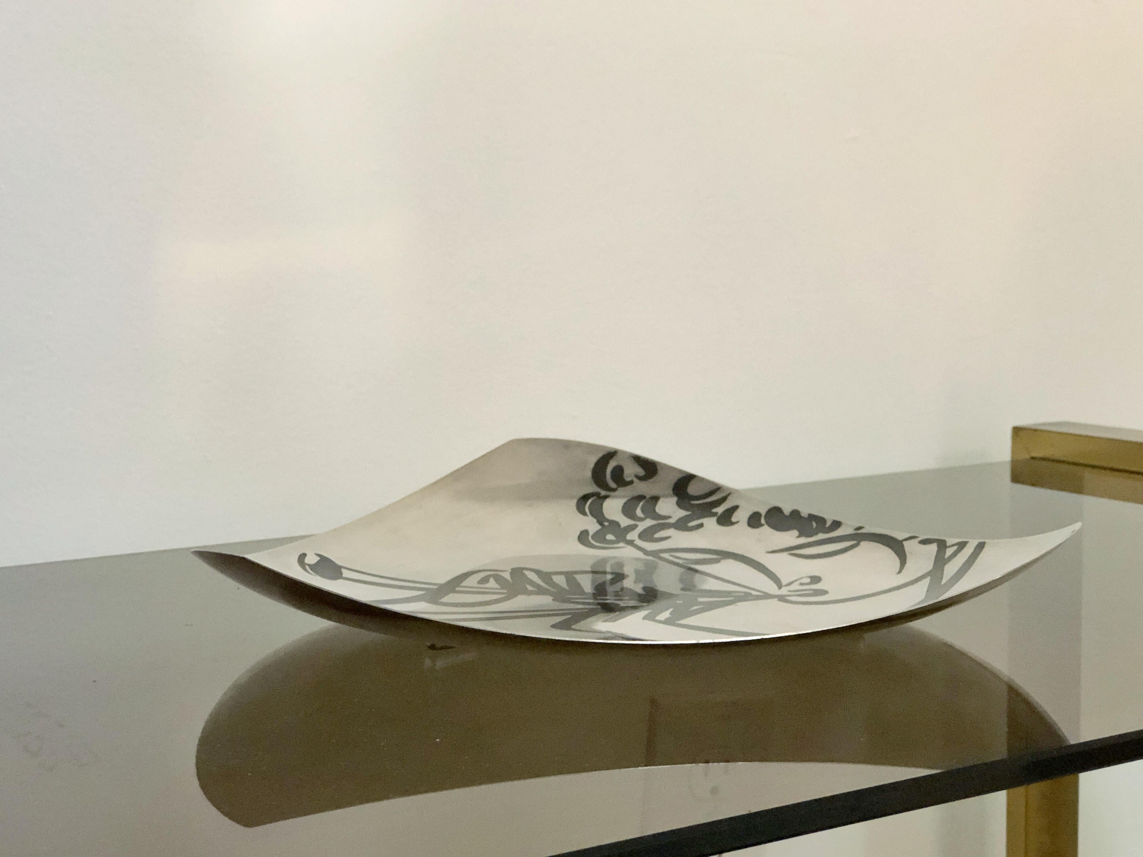 WMF Mid Century Silver Bronze Platter Centerpiece, Jean Cocteau Style 1