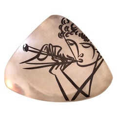 WMF Mid Century Silver Bronze Platter Centerpiece, Jean Cocteau Style