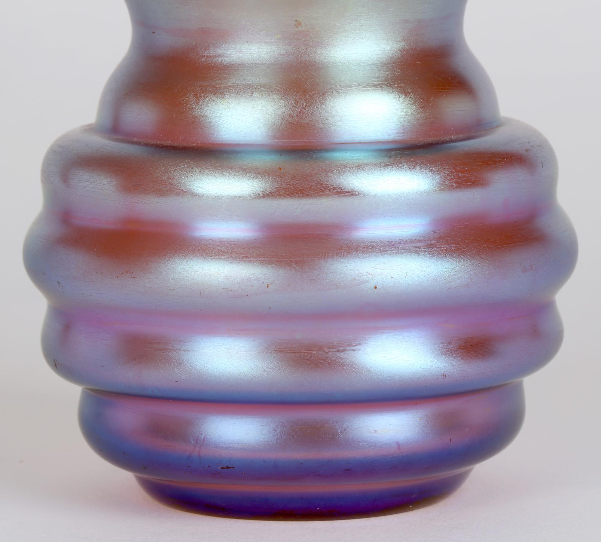 German WMF Myra Kristal Iridescent Glass Vase by Karl Wiedmann For Sale