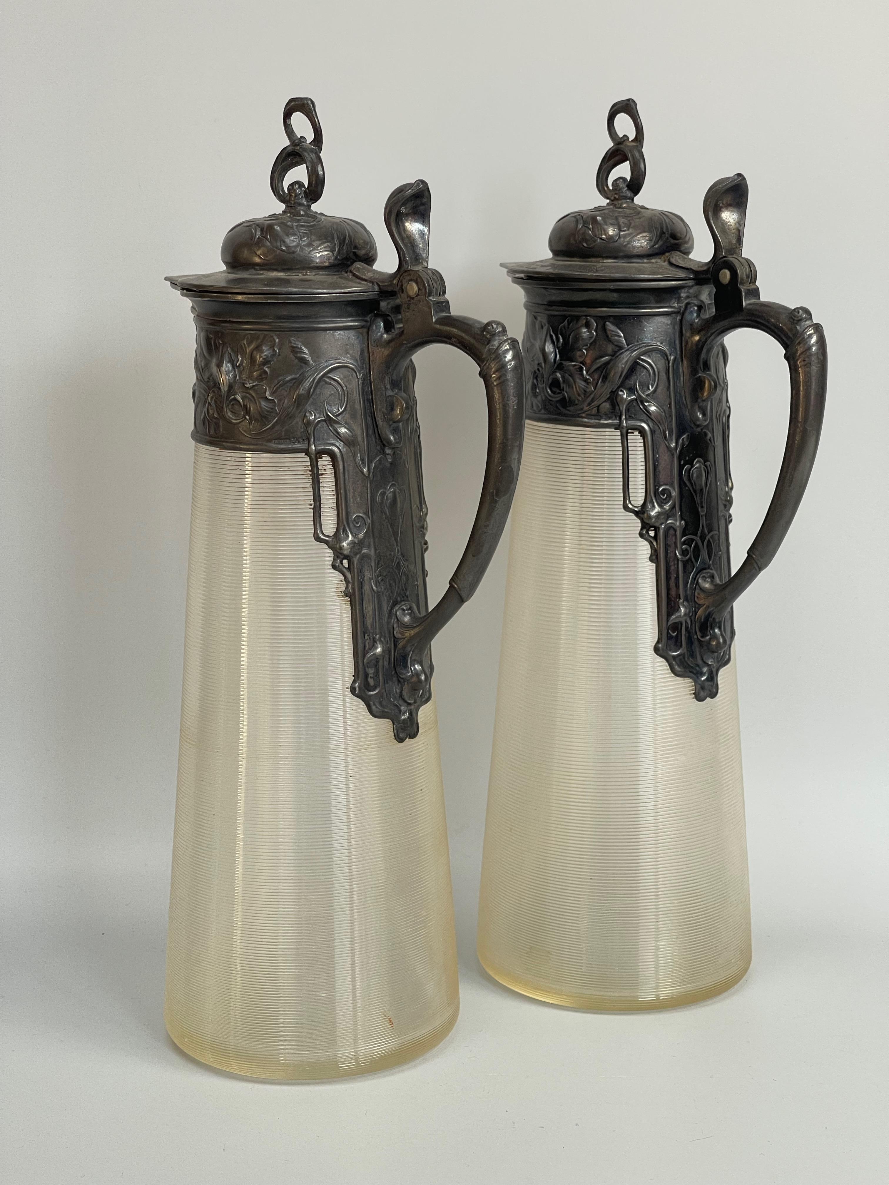 WMF Pair of Art Nouveau Ewers For Sale 9