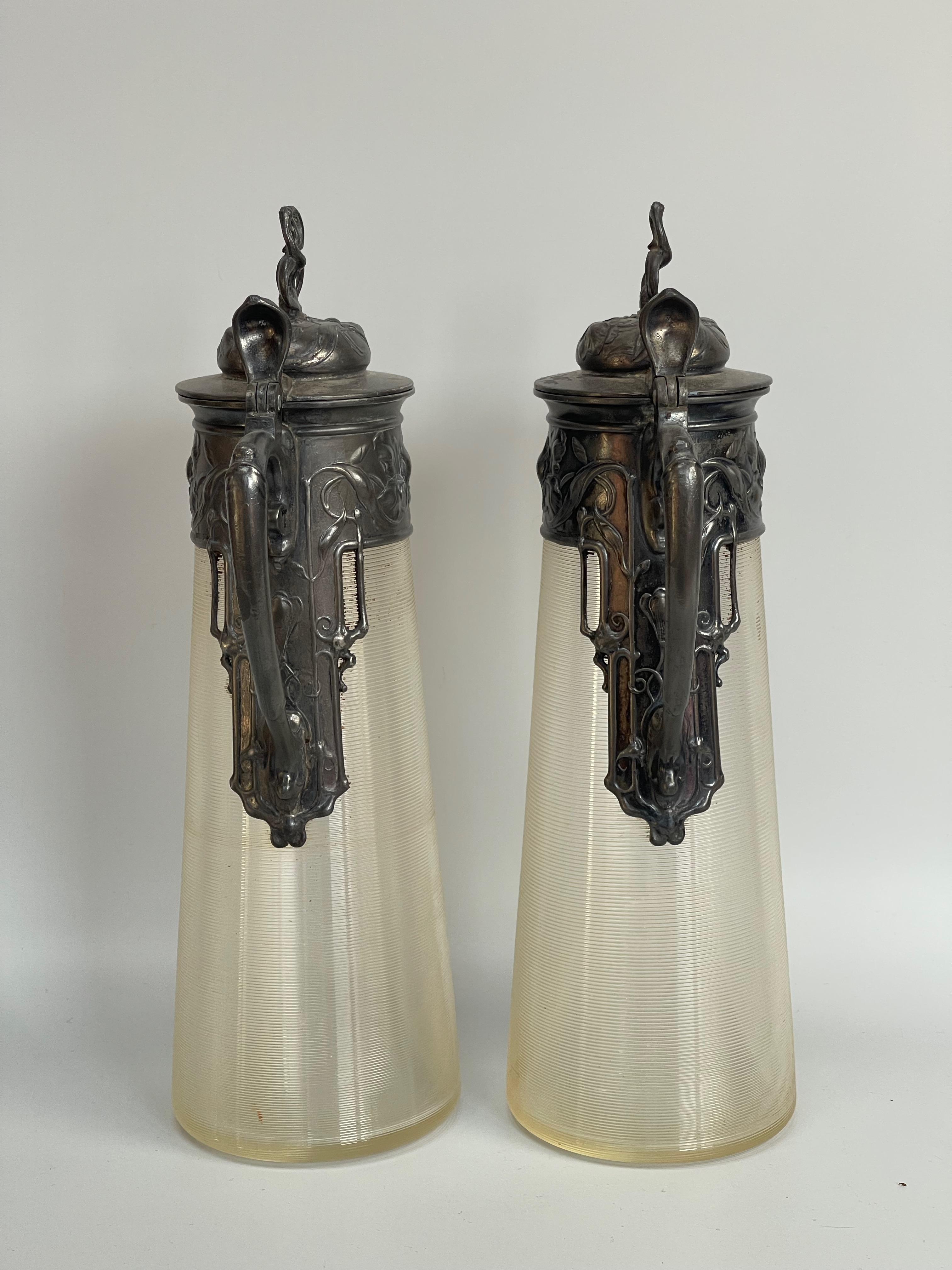 WMF Pair of Art Nouveau Ewers In Good Condition For Sale In NANTES, FR