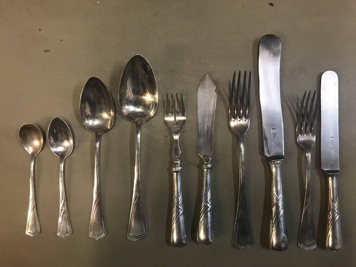 WMF Rare Art Nouveau Silver Plated Cutlery Set for 24 Persons For Sale 5