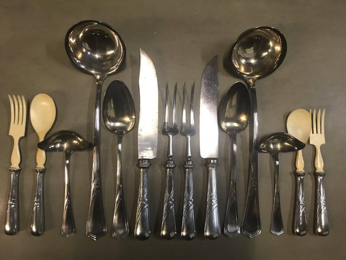 WMF Rare Art Nouveau Silver Plated Cutlery Set for 24 Persons For Sale 6