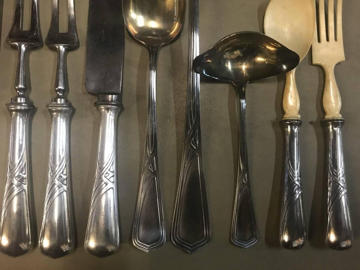 WMF Rare Art Nouveau Silver Plated Cutlery Set for 24 Persons For Sale 7