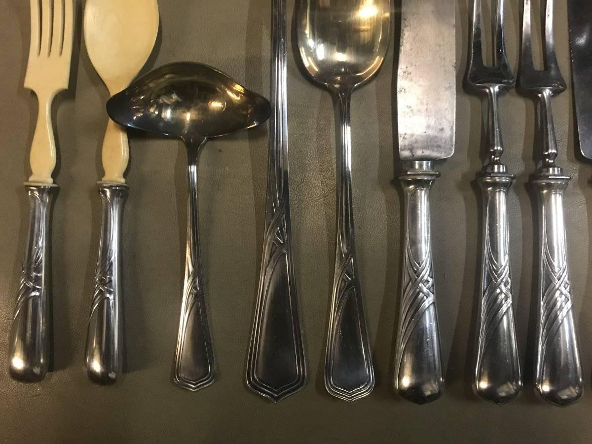 WMF Rare Art Nouveau Silver Plated Cutlery Set for 24 Persons For Sale 8