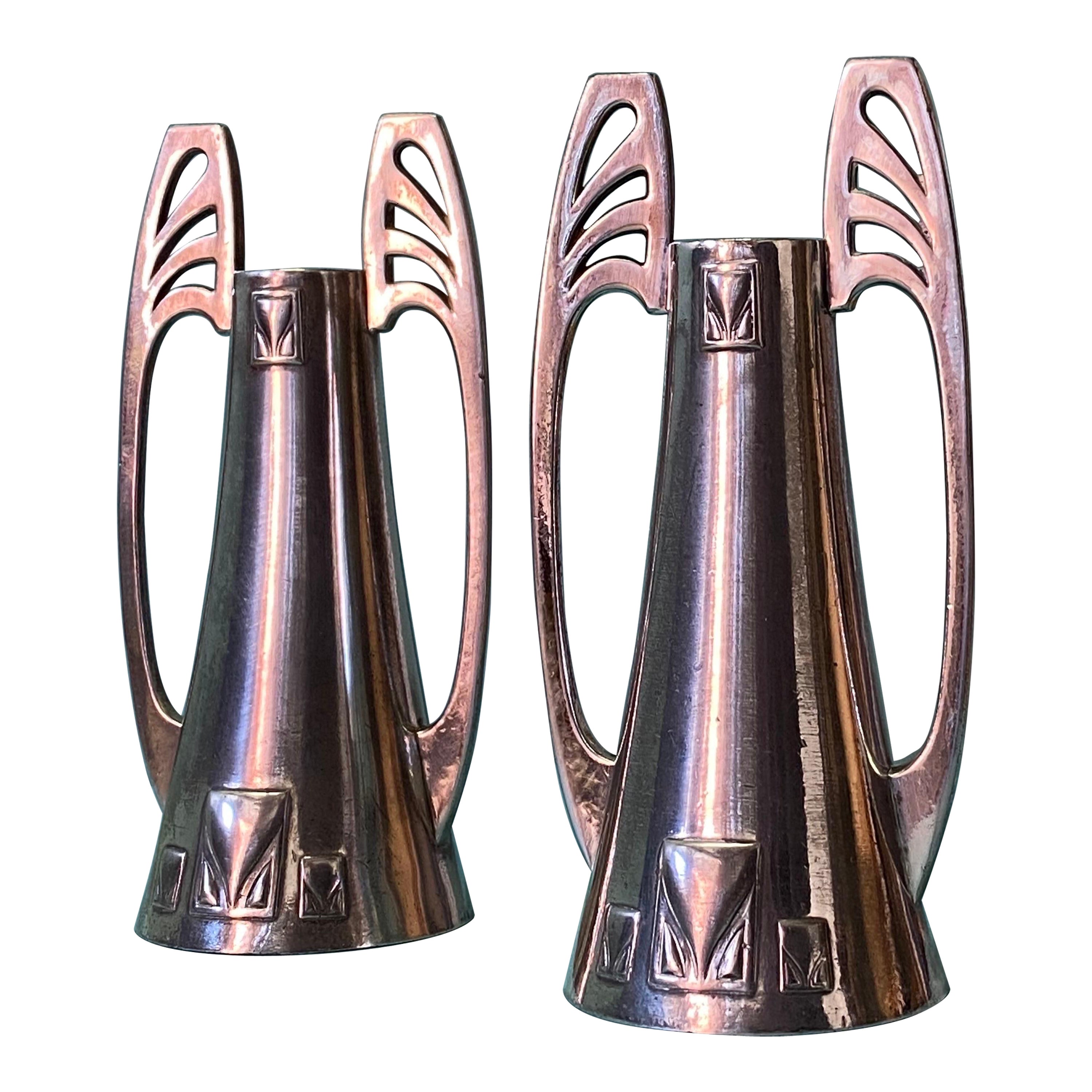 WMF Secessionist Art Nouveau Candle Holders For Sale
