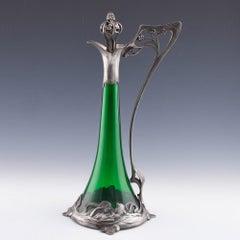 WMF Claret Jug - Art Nouveau Silver Plate and Glass  c1900