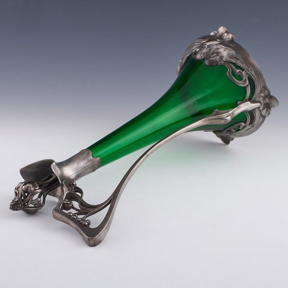 Blown Glass WMF Claret Jug - Art Nouveau Silver Plate and Glass  c1900 For Sale