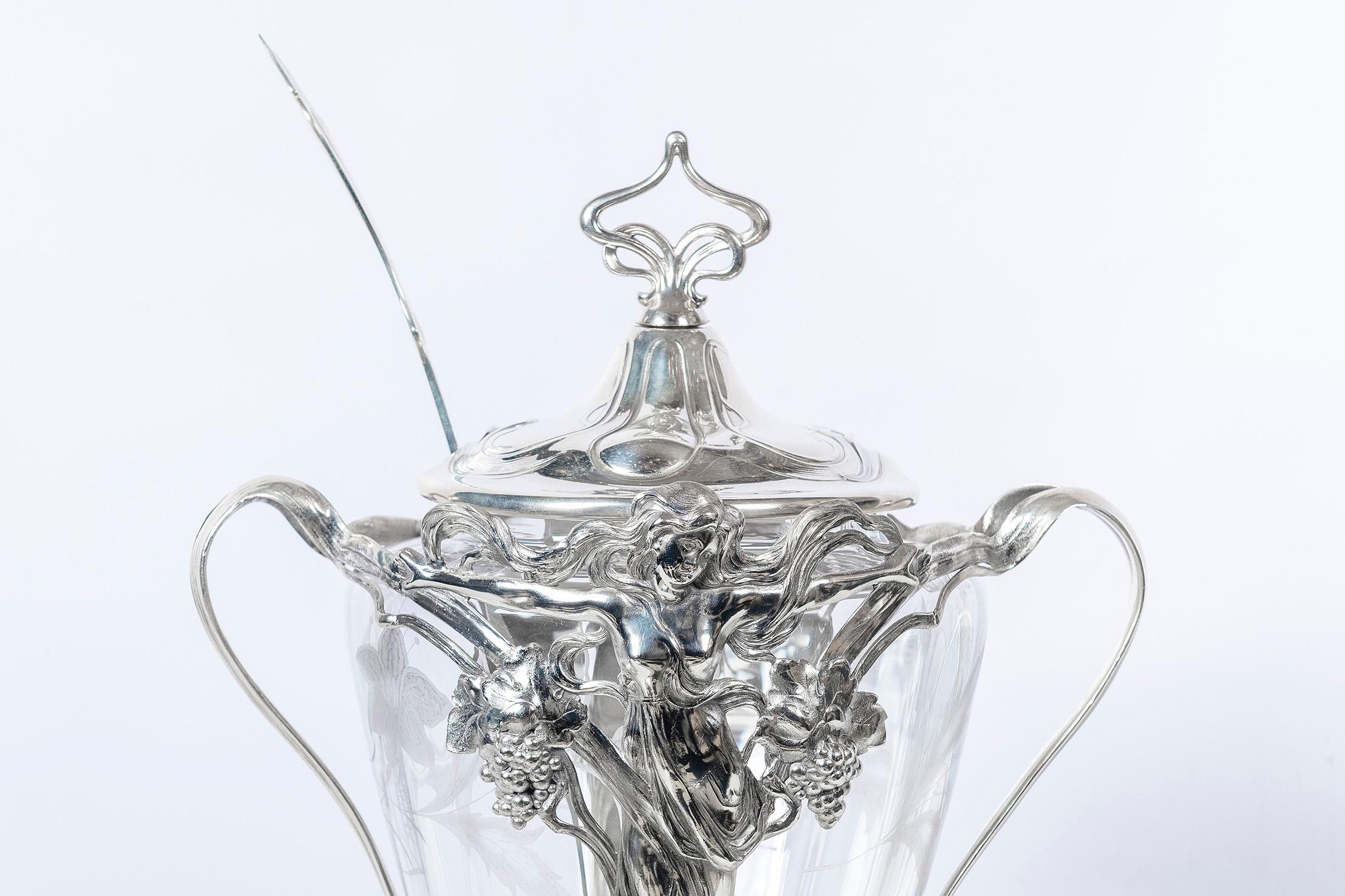 W.M.F. silver plate and glass punch bowl, Germany, circa 1900.