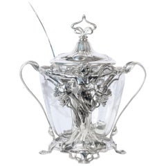 W.M.F. Silver Plate and Glass Punch Bowl, Germany, circa 1900