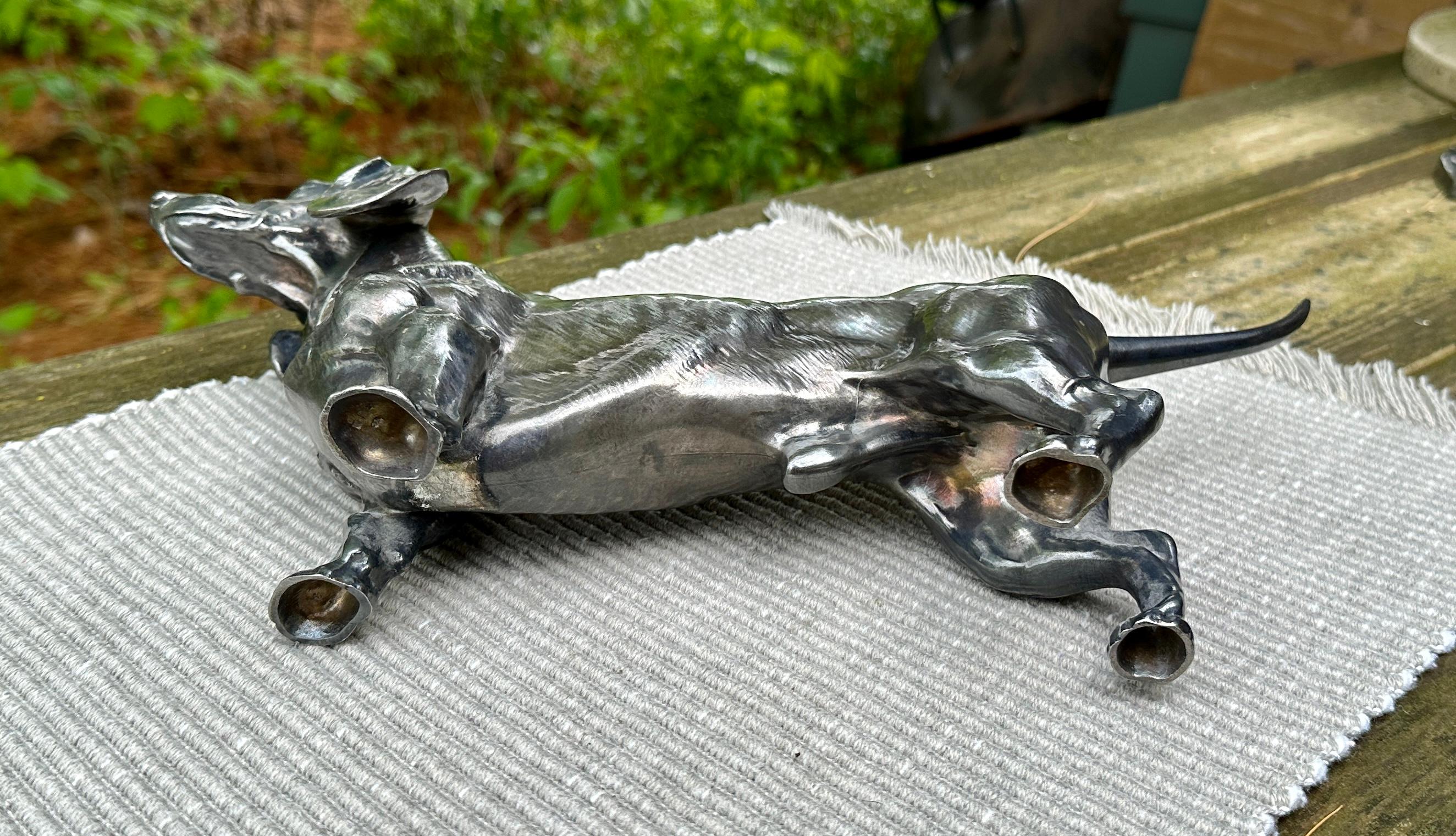 WMF Silverplate Dachshund Dog Figure Monumental 14 Inch Rare Circa 1880 en venta 4