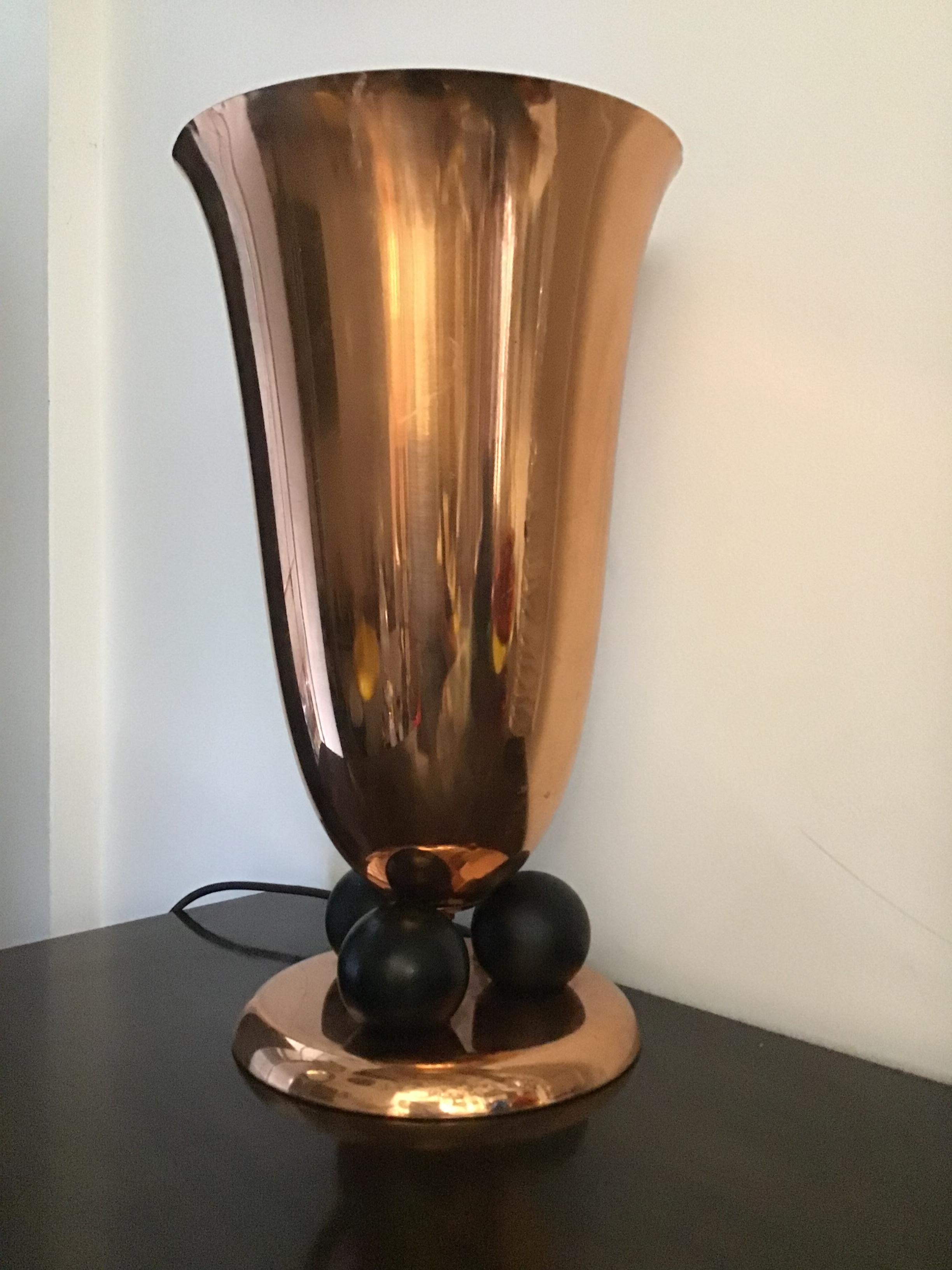 WMF Table Lamp Illuminator Coppered and Signed Brass, Germany, 1930 In Excellent Condition For Sale In Milano, IT