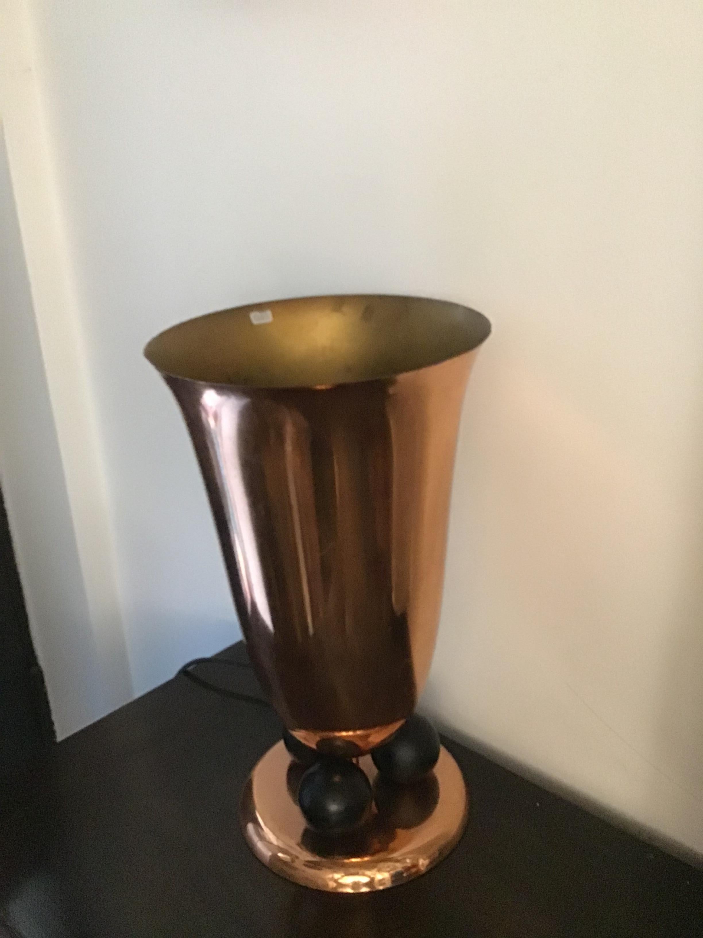 20th Century WMF Table Lamp Illuminator Coppered and Signed Brass, Germany, 1930 For Sale