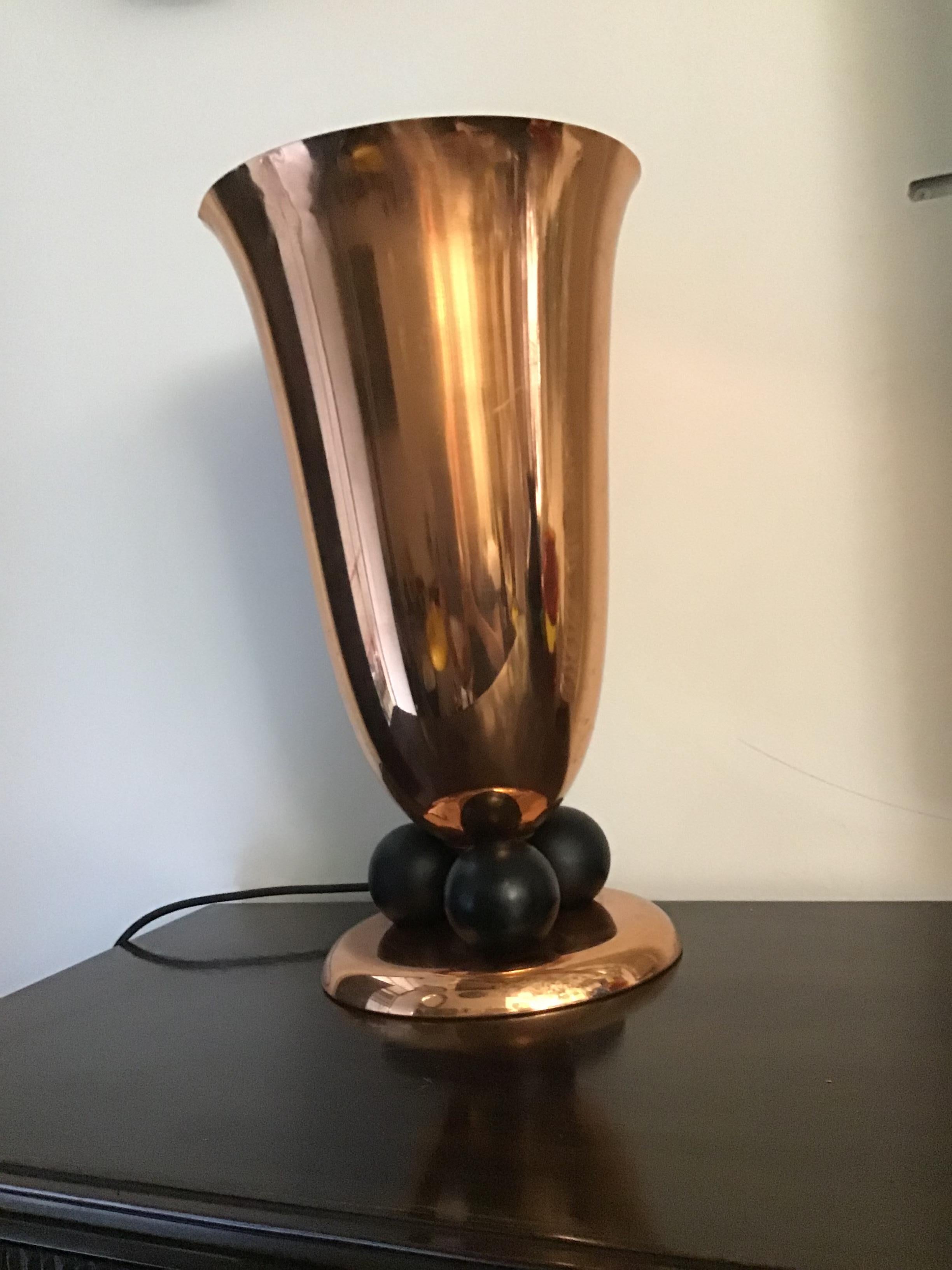 WMF Table Lamp Illuminator Coppered and Signed Brass, Germany, 1930 For Sale 1