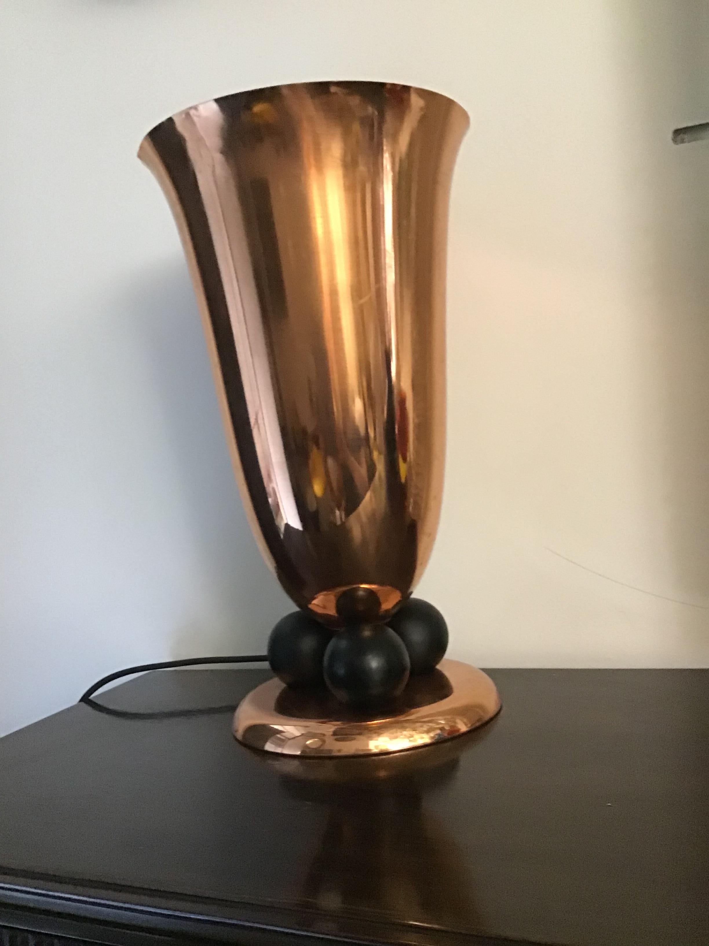 WMF Table Lamp Illuminator Coppered and Signed Brass, Germany, 1930 For Sale 2