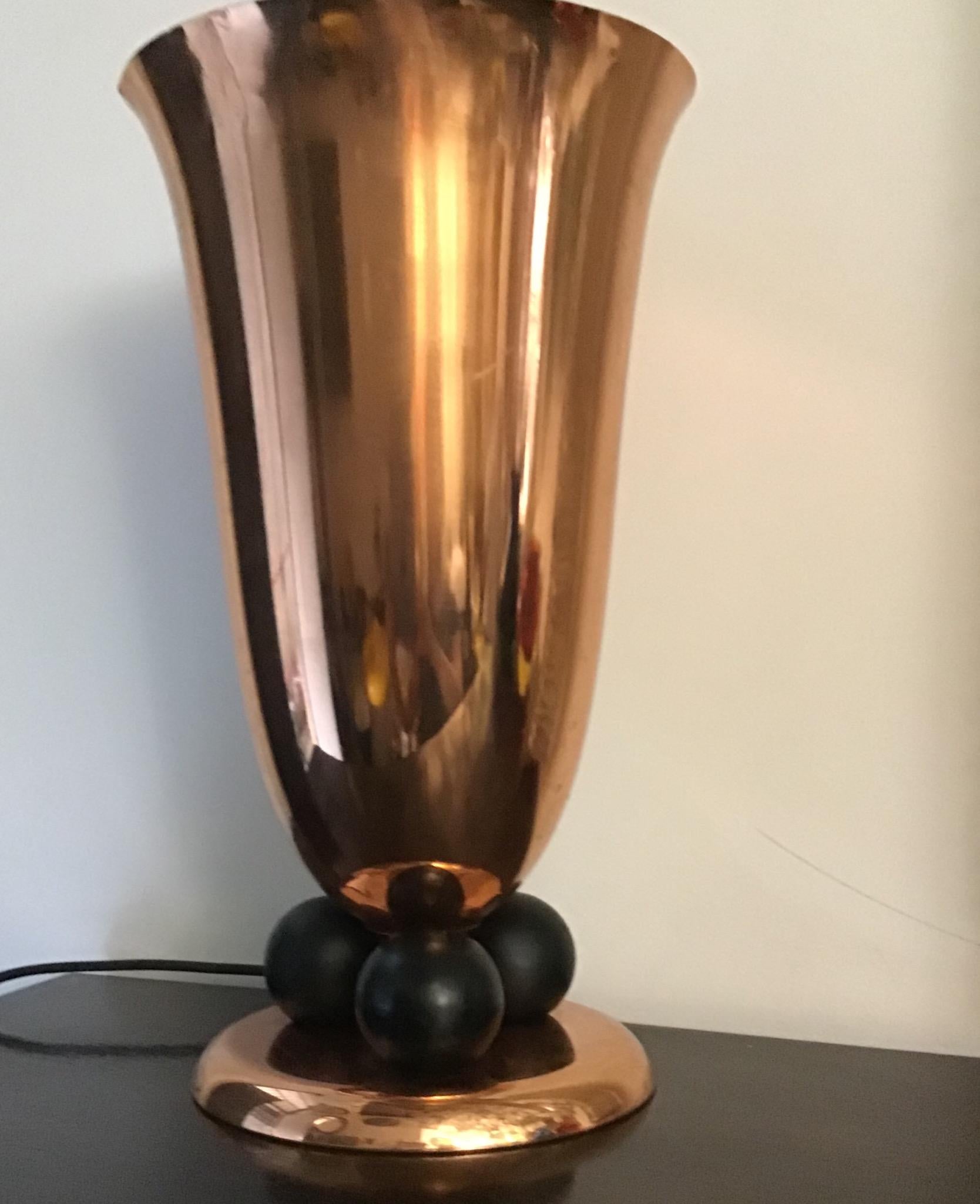 WMF Table Lamp Illuminator Coppered and Signed Brass, Germany, 1930 For Sale 3