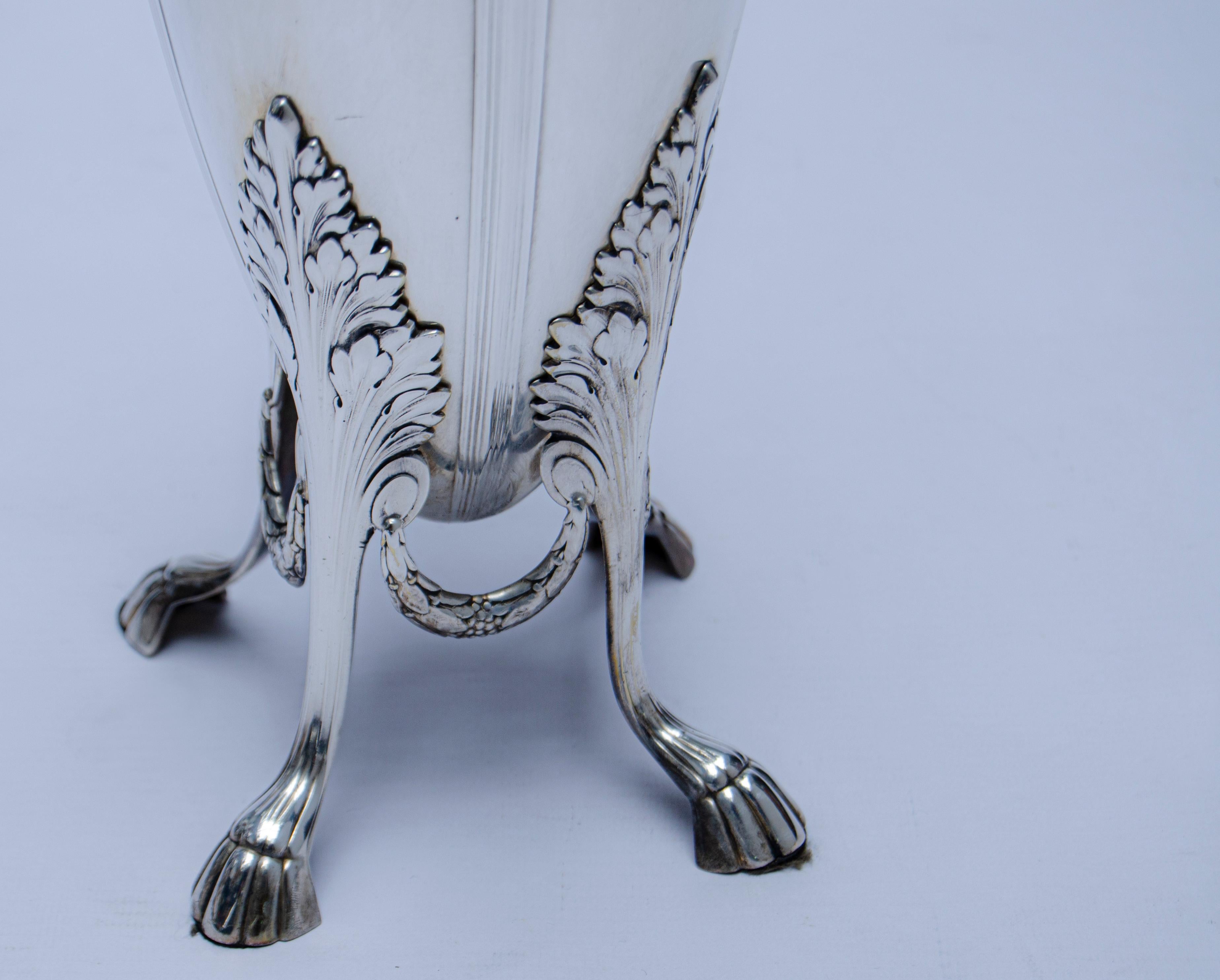 Silvered WMF vase and centerpiece set For Sale