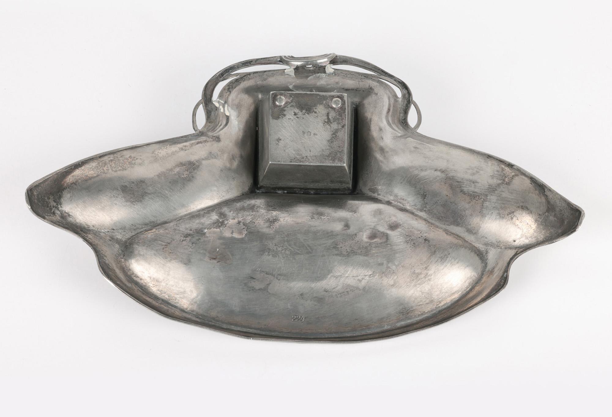 WMF Württembergische Metallwaren German Jugendstil Pewter Desk Stand and Inkwell For Sale 10