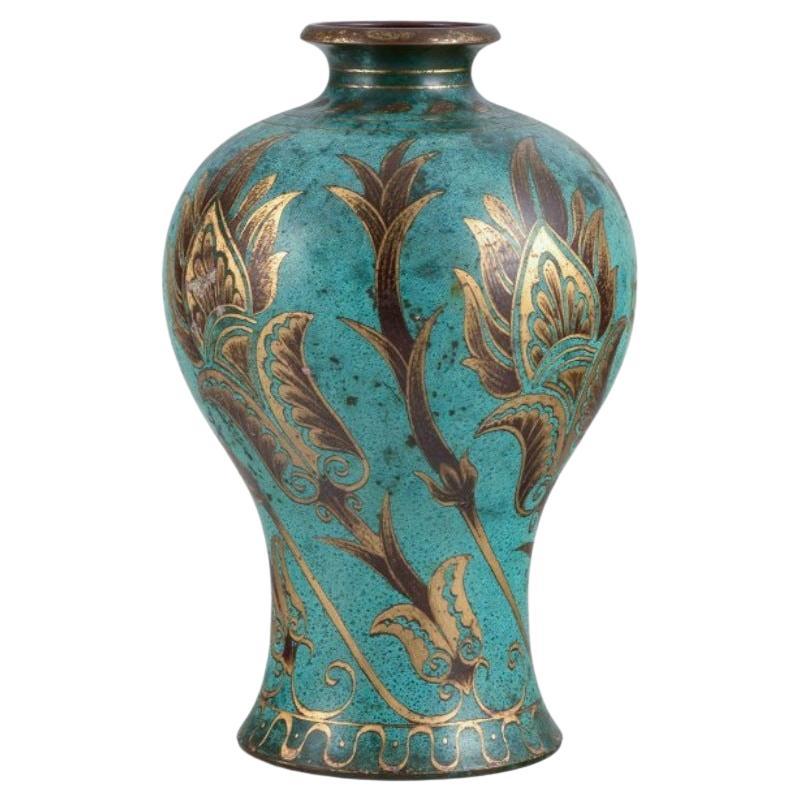 WMF (Württembergische Metallwarenfabrik), Germany. Large "Ikora" vase in brass. For Sale
