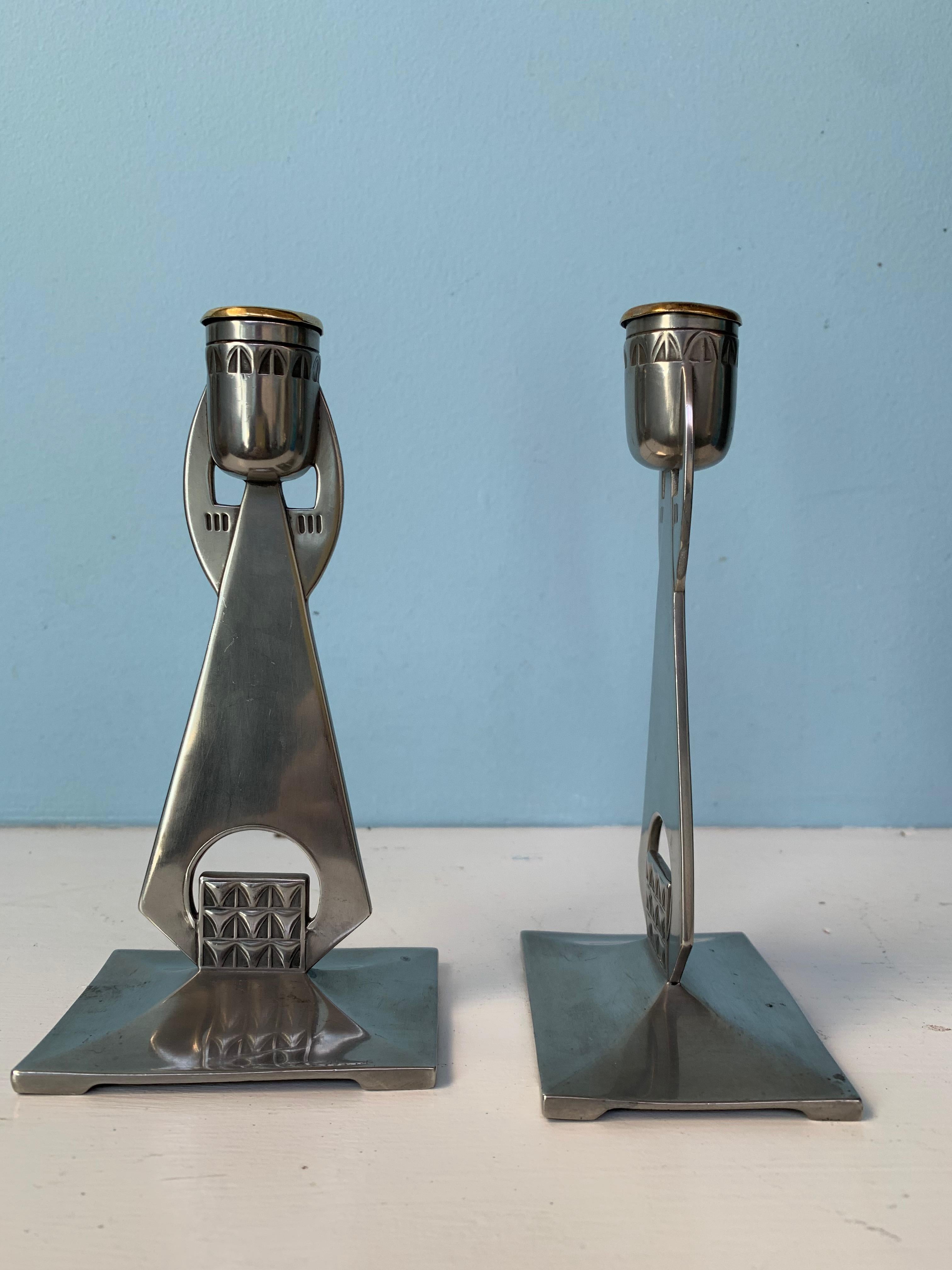 WMFB Württembergische Metallwarenfabrik Secessionist Style Candlesticks 3