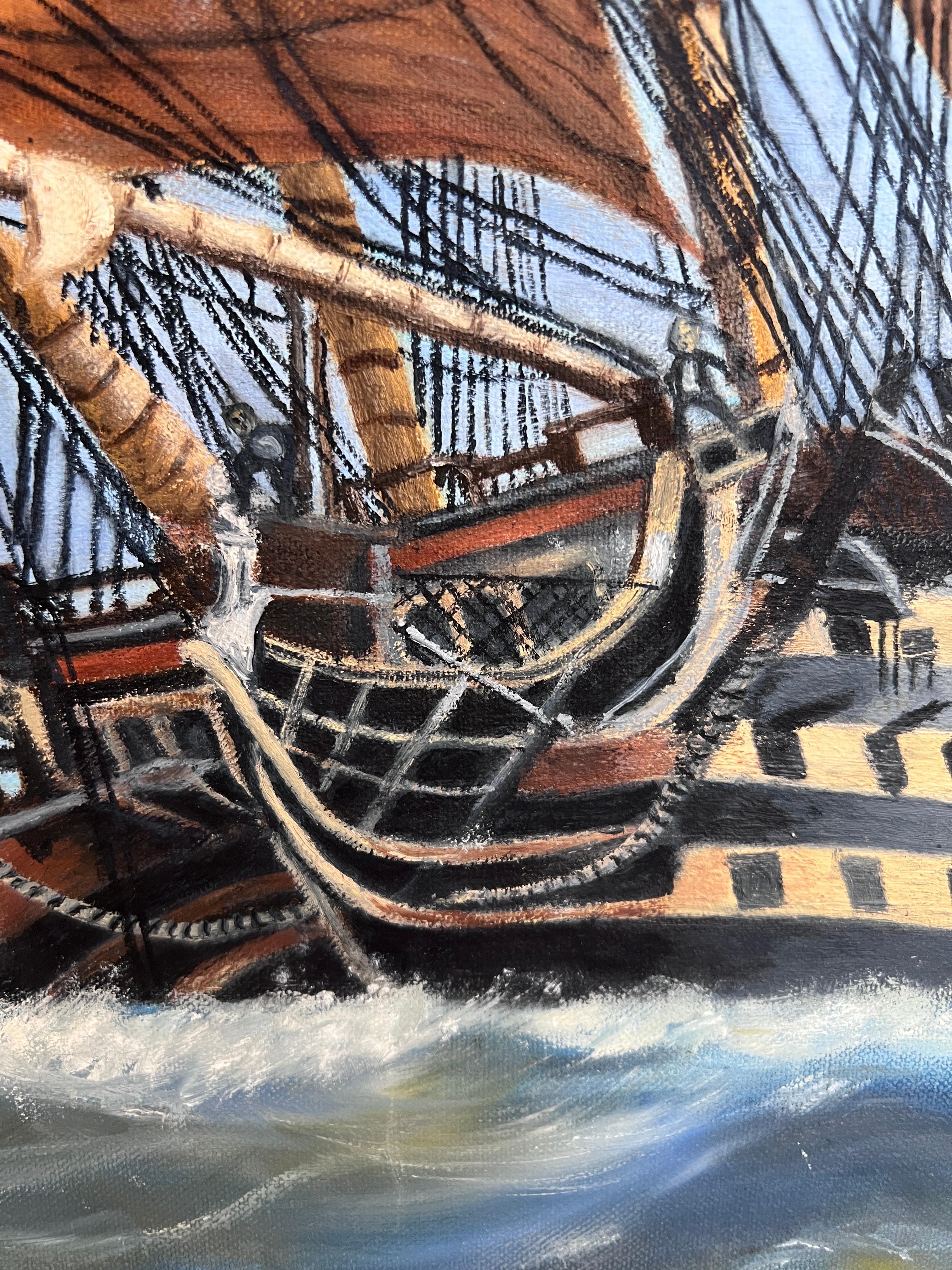 Exquisite maritime Schiffsmalerei von W.M. Goodman - Ozean-Segelschiff-Kunst im Angebot 6