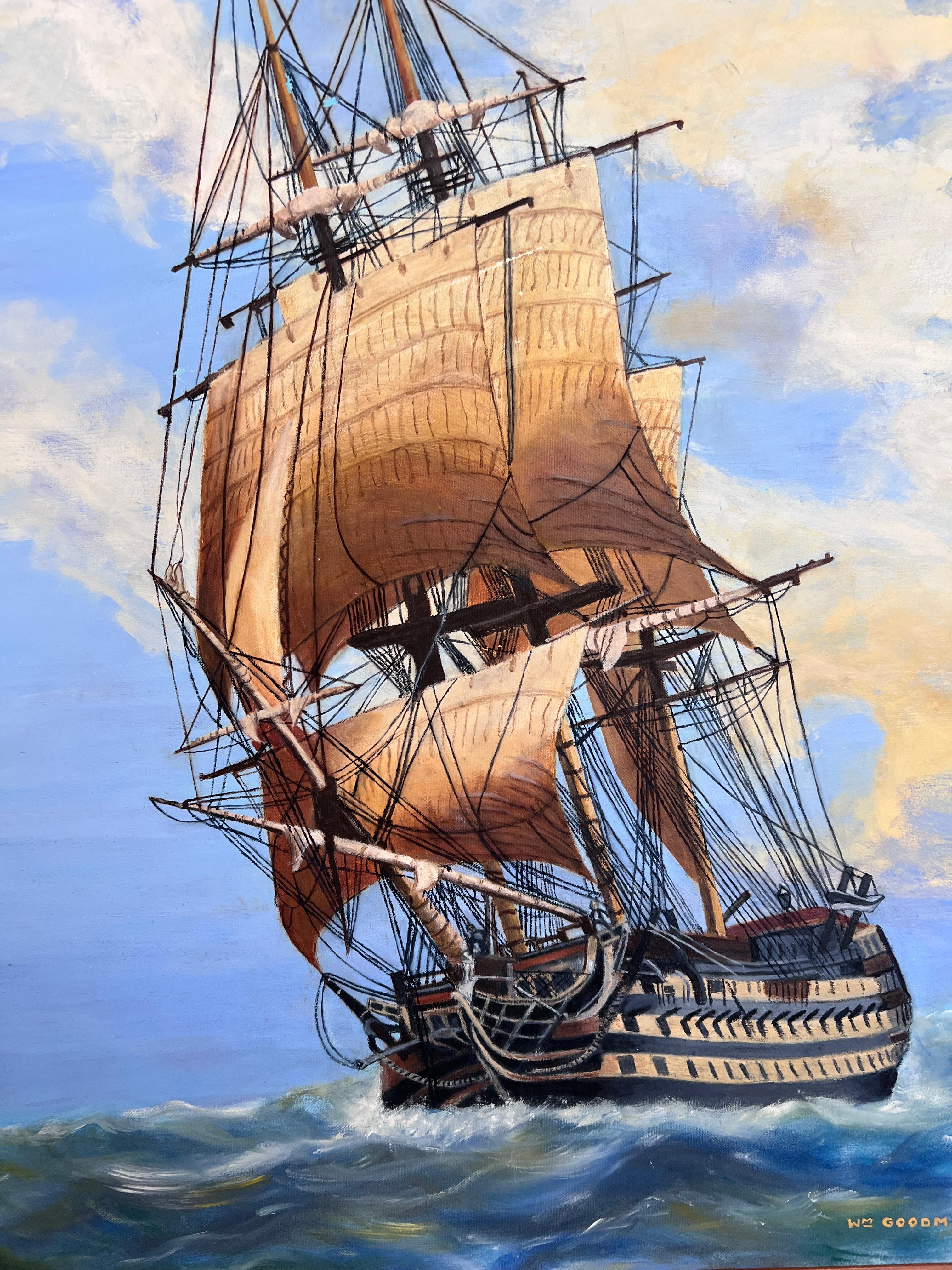 Exquisite maritime Schiffsmalerei von W.M. Goodman - Ozean-Segelschiff-Kunst (Impressionismus), Painting, von W.M.Goodman
