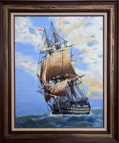 Exquisite Maritime Ship Painting by W.M. Goodman – Ocean Sailing Vessel Art