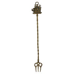 Antique Early-Mid 20th Century English Toasting Fork with an "Elizabethan Galleon"