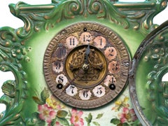 WmL.Gilbert Clock Company Hand Painted Porcelain Mantel Clock