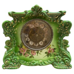 WmL.Gilbert Clock Company Hand Painted Porcelain Mantel Clock