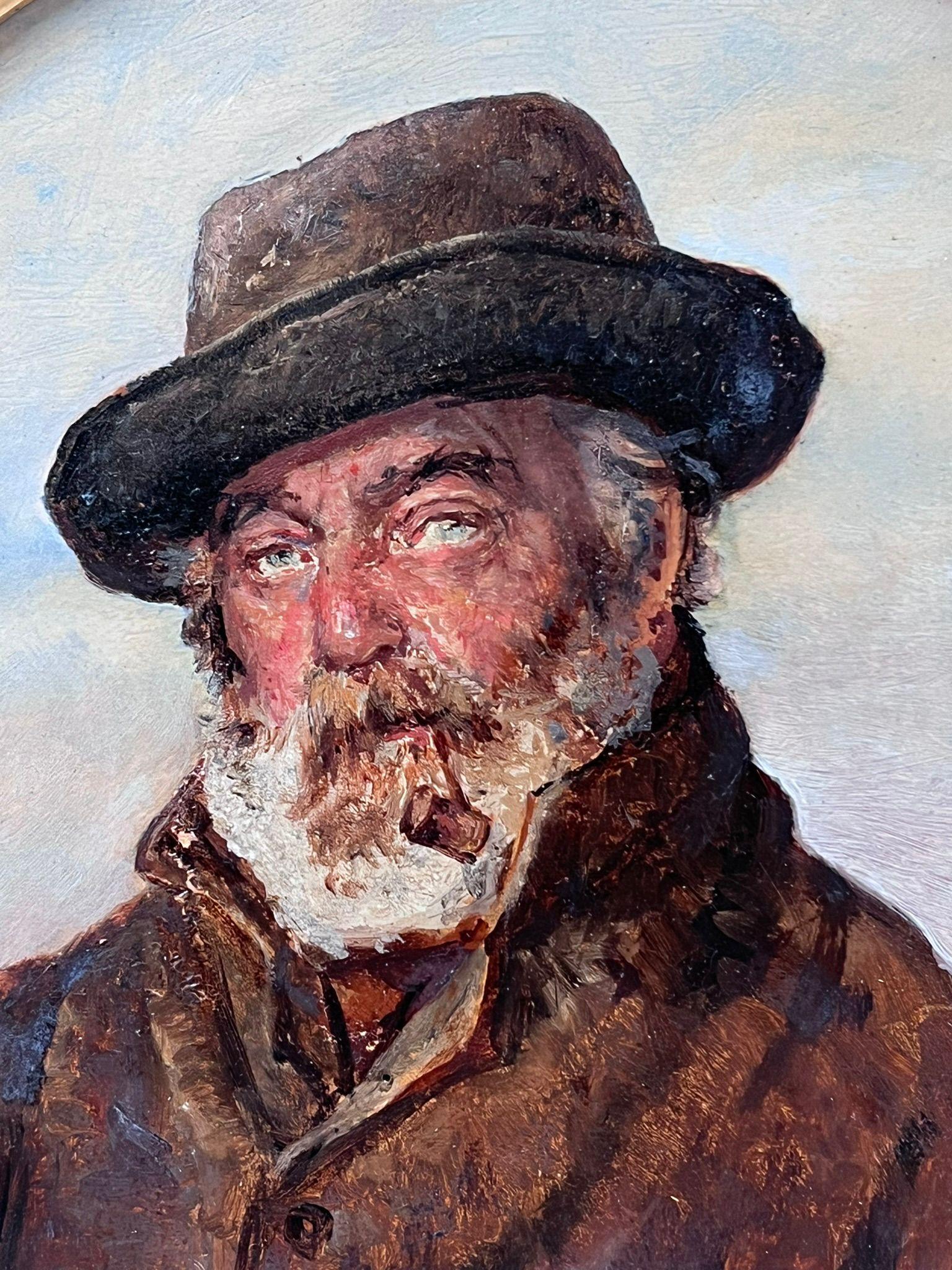 Bearded Fisherman 
English artist, second half 19th century
inscribed 'W.M.Wyllie' to the frame
Oil painting on board, framed
Framed: 12 x 12 inches
Board: 10 x 10 inches
Condition: The painting is in excellent vintage condition with minor signs of
