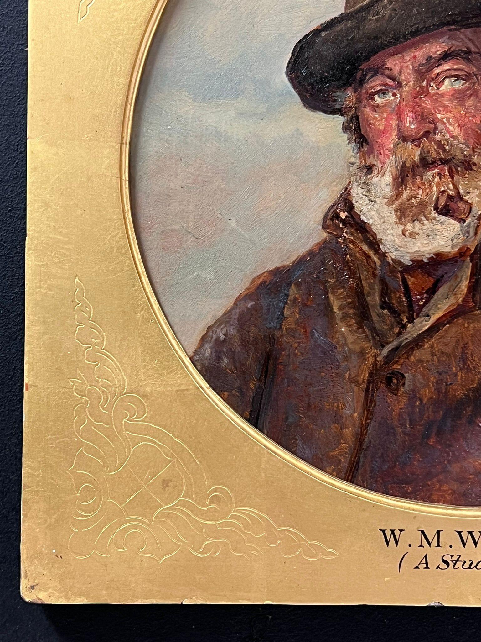 Victorian Oil Portrait Grey Bearded Fisherman Smoking Pipe English Oil Painting For Sale 3