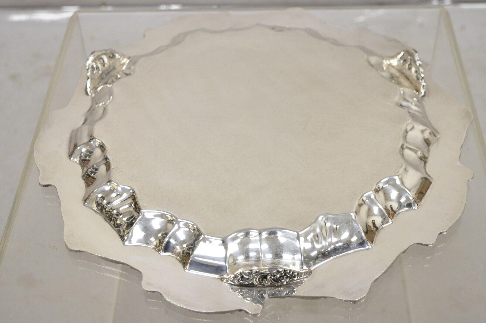 WNS Blackinton Chippendale 1457 Silver Plated Round Scalloped Platter Tray 5