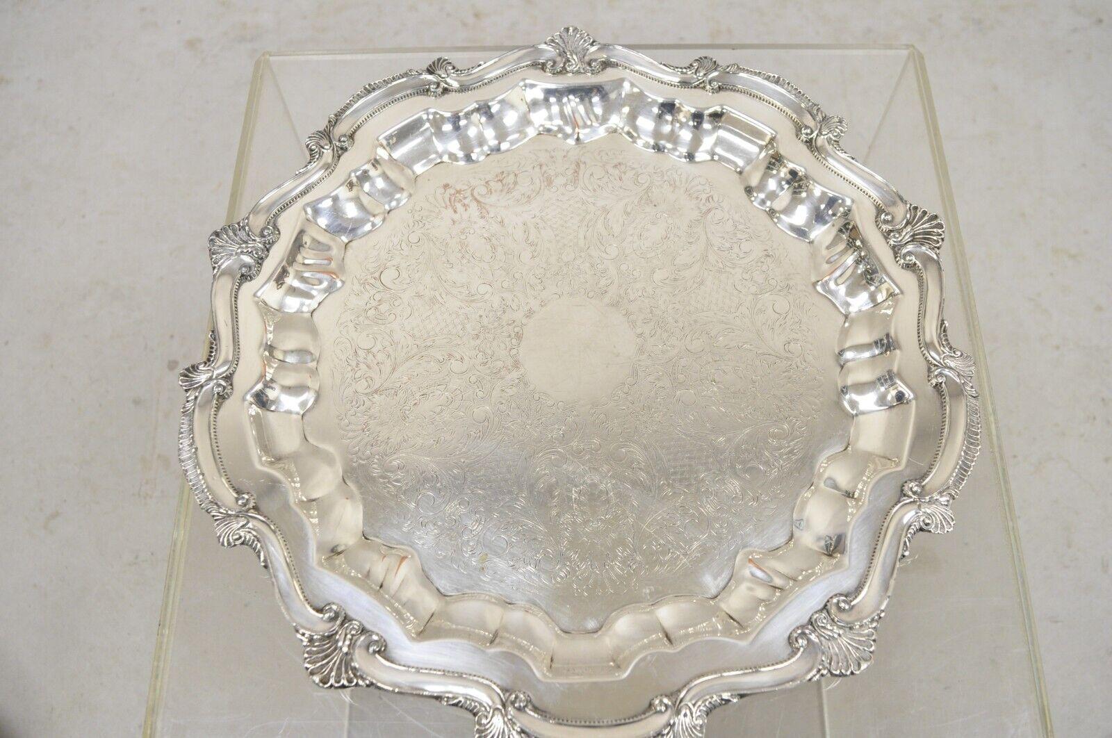WNS Blackinton Chippendale 1457 Silver Plated Round Scalloped Platter Tray 6