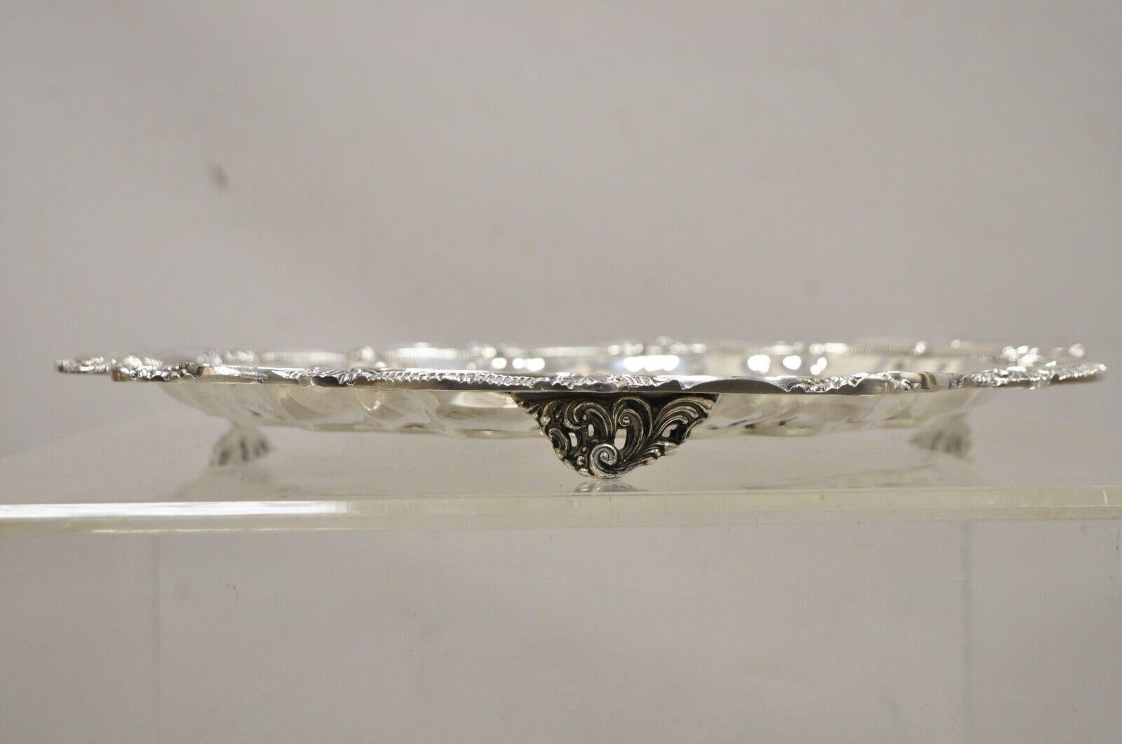 WNS Blackinton Chippendale 1457 Silver Plated Round Scalloped Platter Tray In Good Condition In Philadelphia, PA
