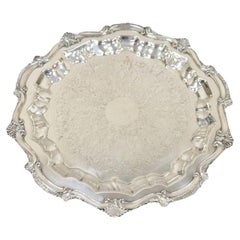 WNS Blackinton Chippendale 1457 Silver Plated Round Scalloped Platter Tray