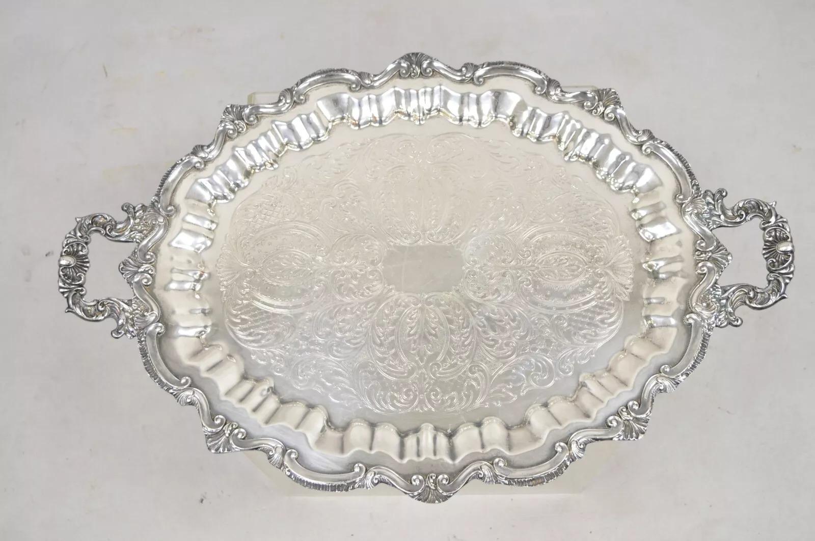 WNS Blackinton Chippendale 146 Bandeja oval plateada para servir Bandeja en venta 3