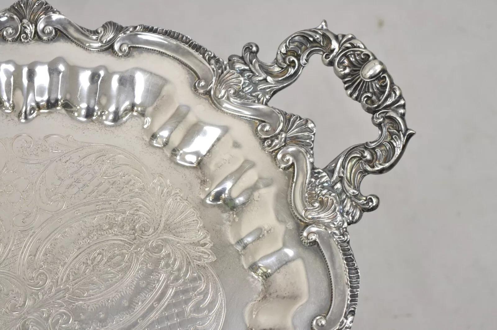 WNS Blackinton Chippendale 146 Bandeja oval plateada para servir Bandeja en venta 4