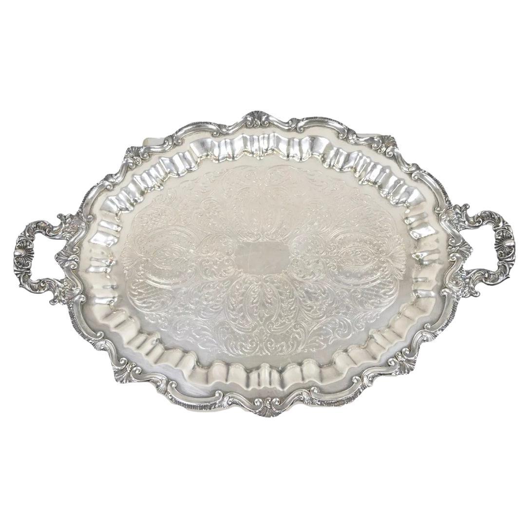 WNS Blackinton Chippendale 146 Bandeja oval plateada para servir Bandeja