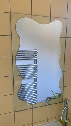 Wobble Wall Mirror in Specialised Liquid Mirror Painted Clear Glass by Kim Thome